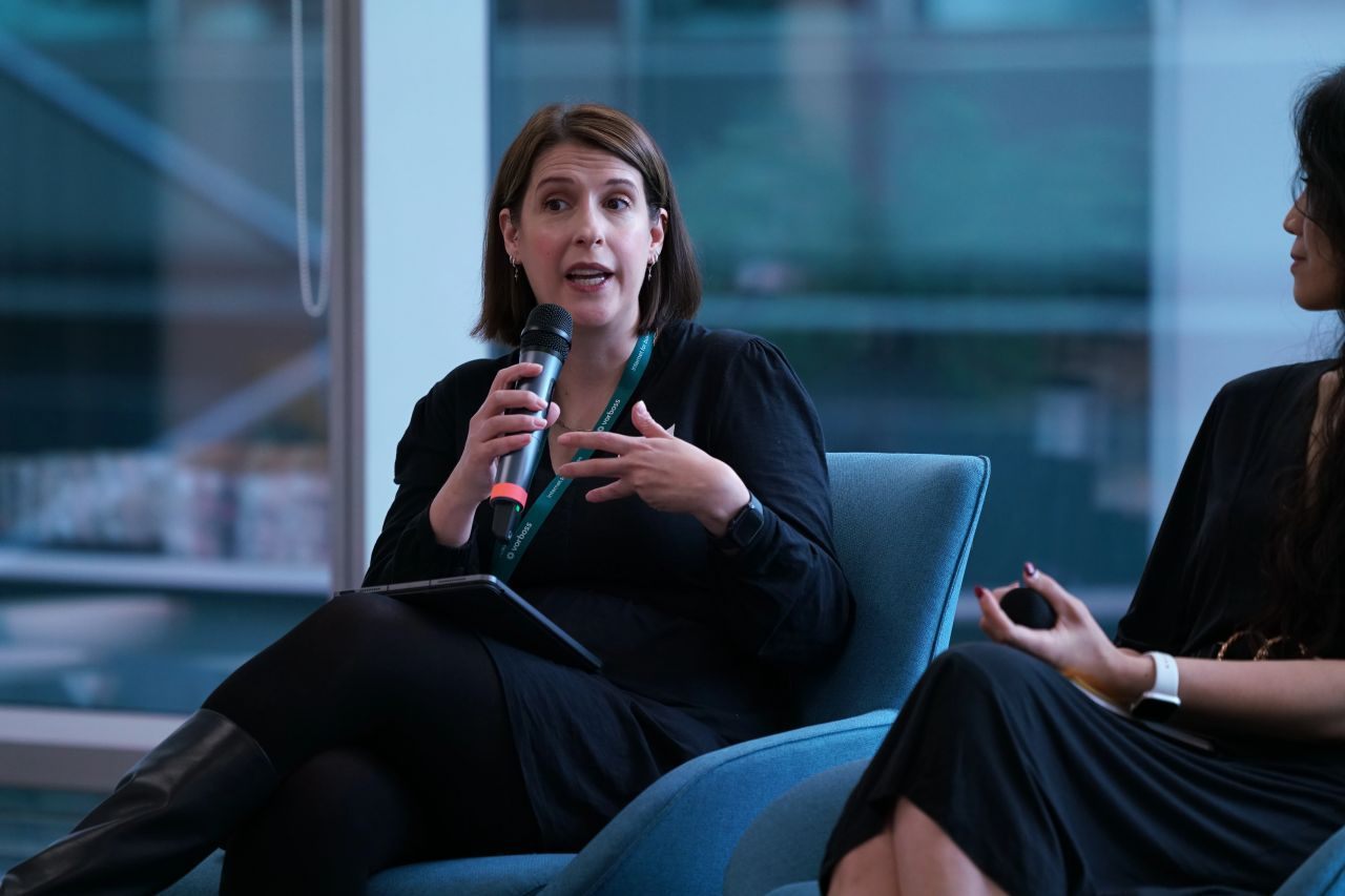 Sara El-Hanfy (Innovate UK) speaking on the Talent Pathways panel