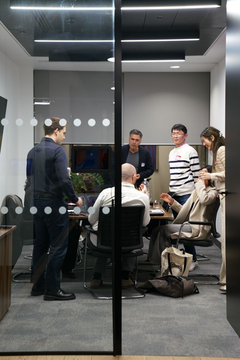 A team prototyping during the Build Jam