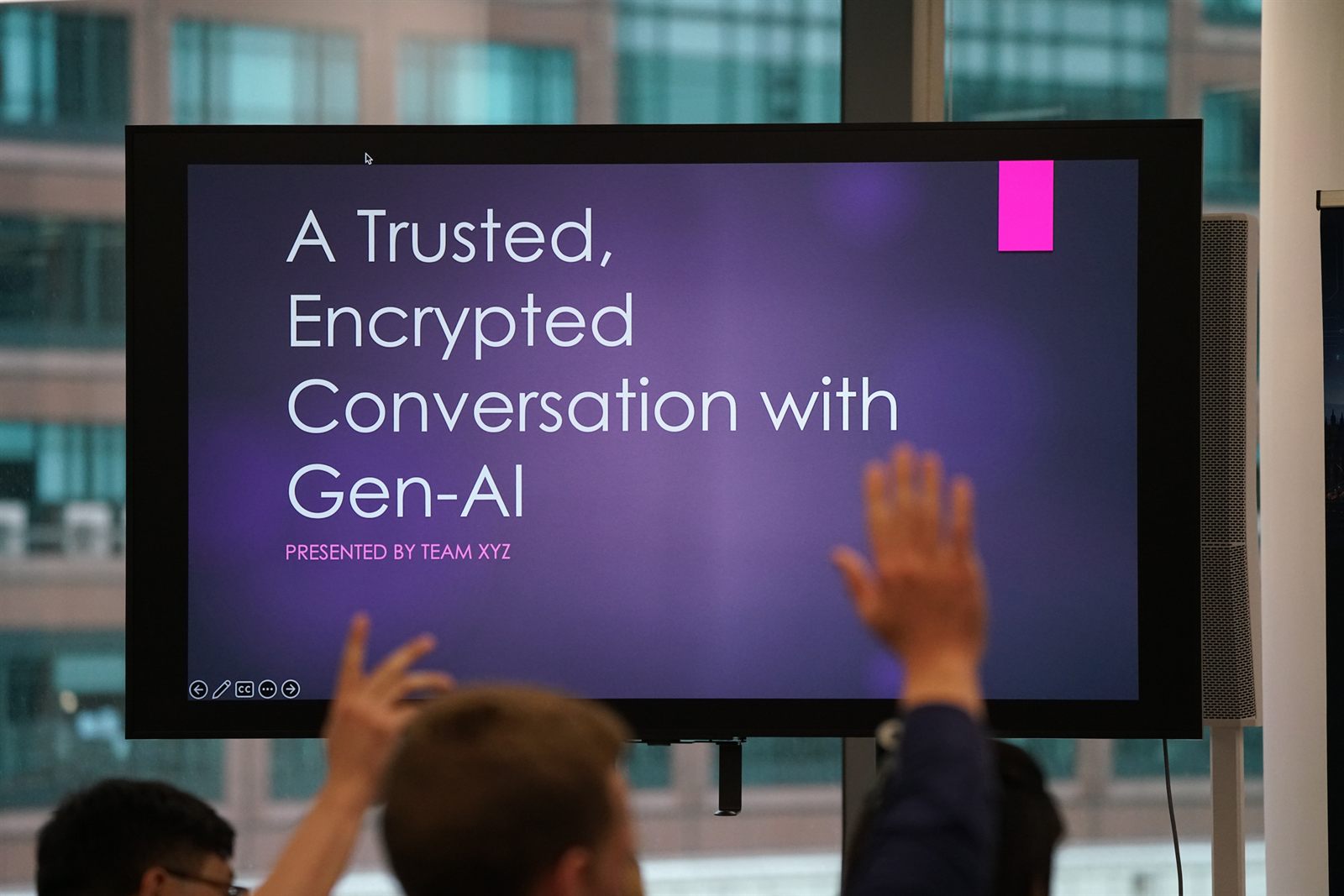 A team prototype slide — A Trusted, Encrypted Conversation with Gen-AI