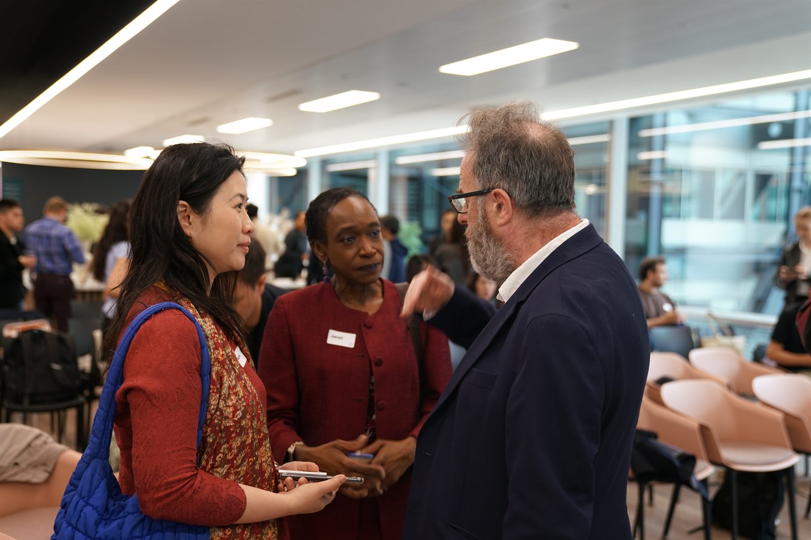 Guests in conversation during the break