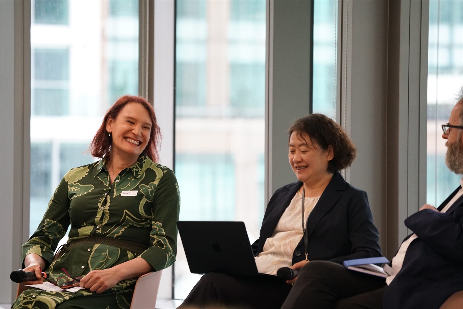 Panellists Maya Carlyle and Ching-Yi Liu during Panel 1