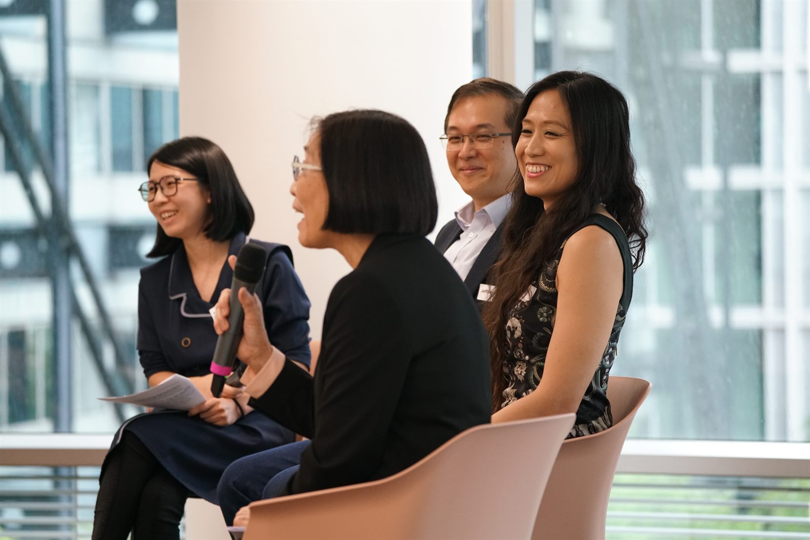 Moderator Lin Kuan-yi with panellists Jane Yung-jen Hsu, Jeffrey Ng and Viola Jardon during Panel 2