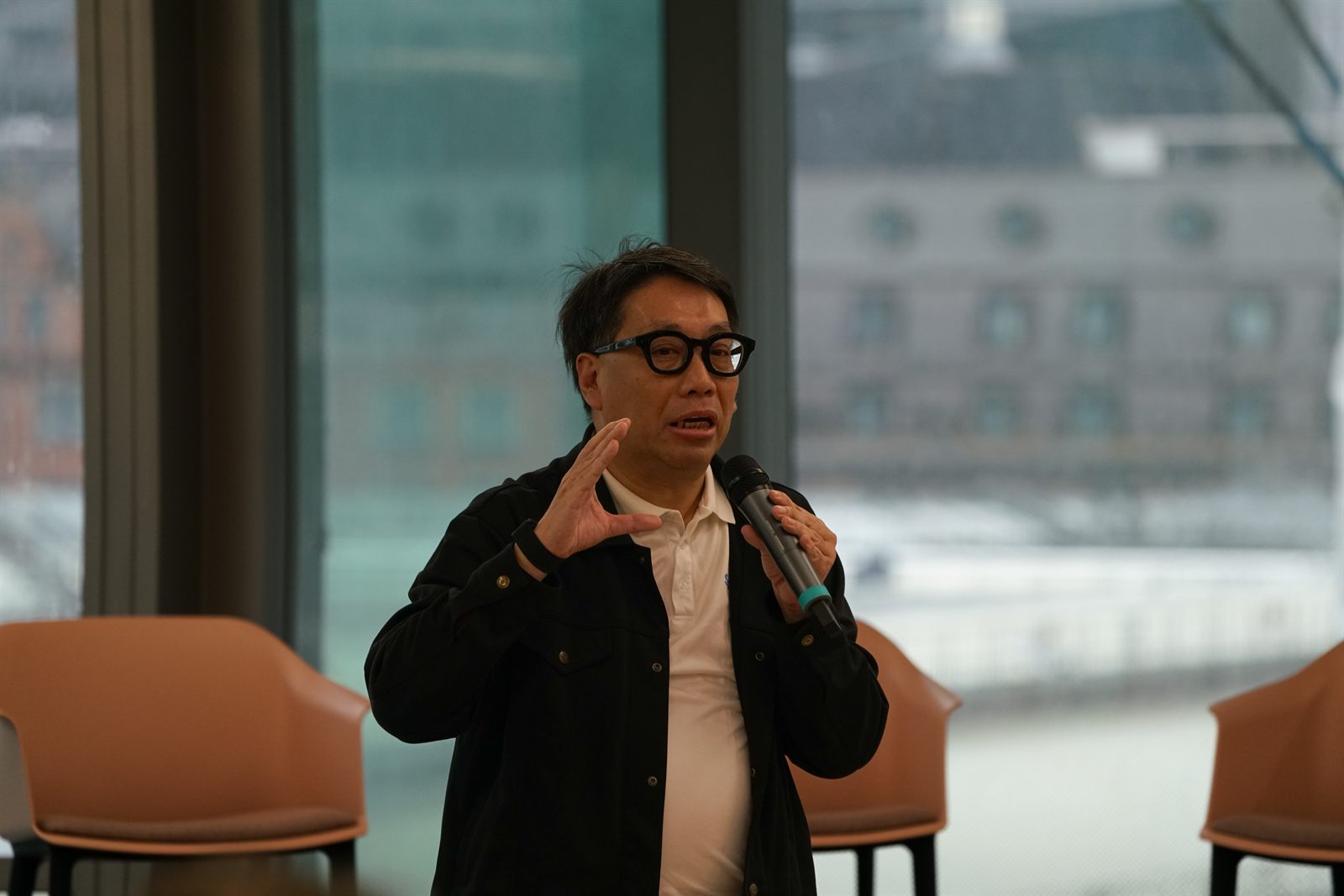 A founder presenting during the startup showcase