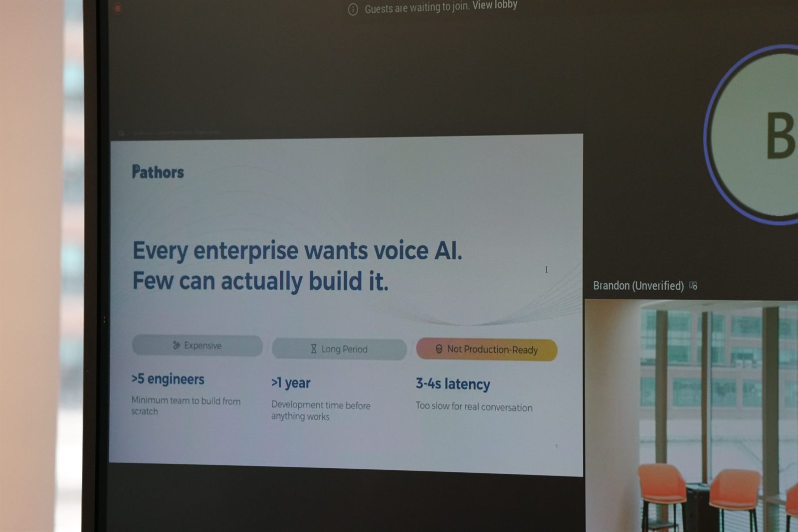Pathors presenting remotely — enterprise voice AI